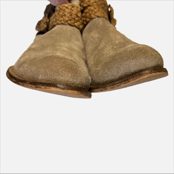 Rebels Calista Suede Ankle Booties with Braided Leather Double Strap Size 8 - Picture 7 of 9